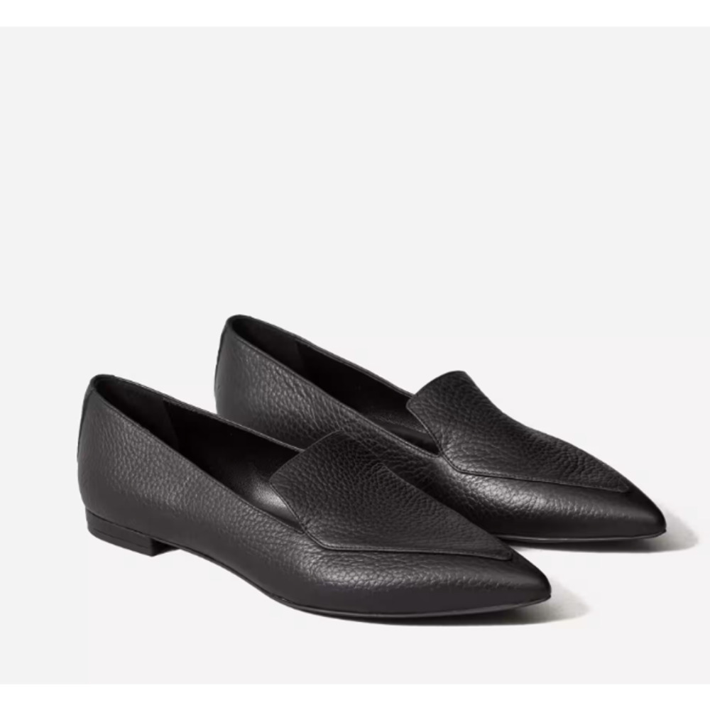 Everlane Womens The Boss Pebble Italian Leather Loafer Flats Black Size 8